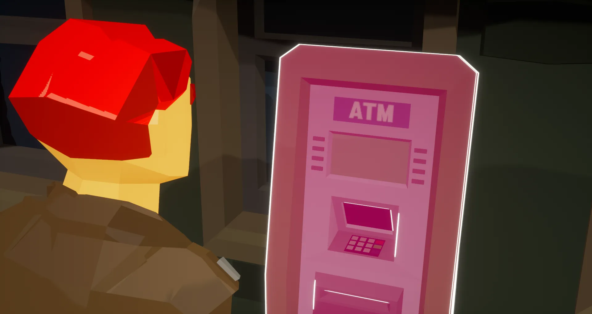 Bank machine ATM for withdrawing and depositing items
