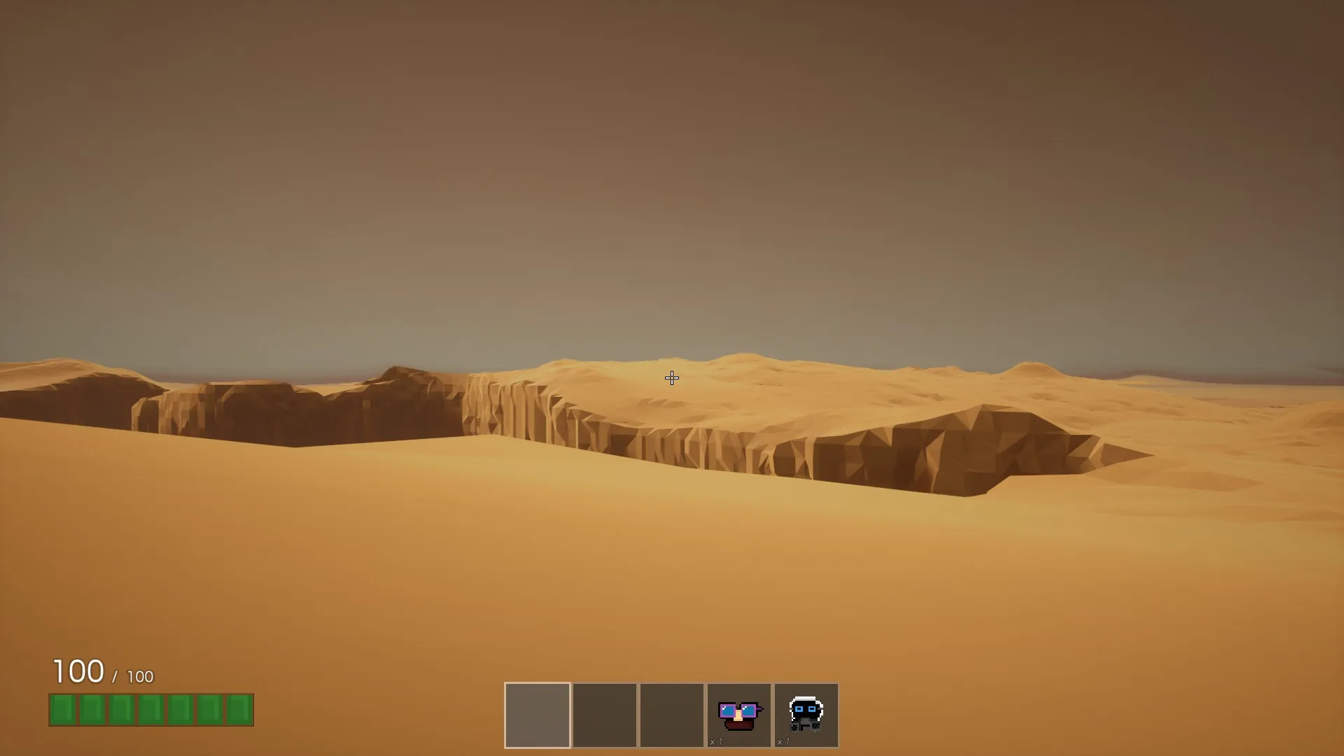 Cliff map showing a vast barren desert landscape with bottomless pits