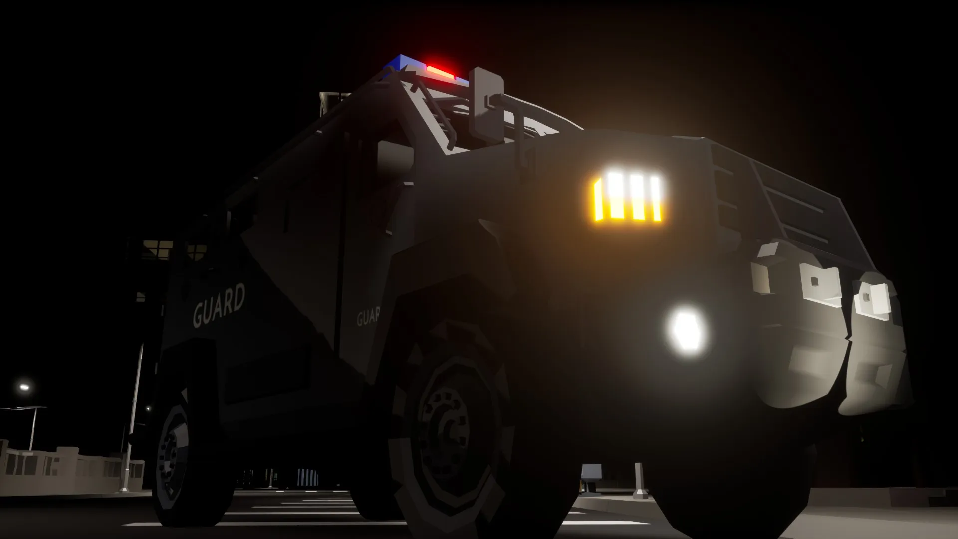 Heavy-duty Guard Vehicle with open rear compartment for transporting guards