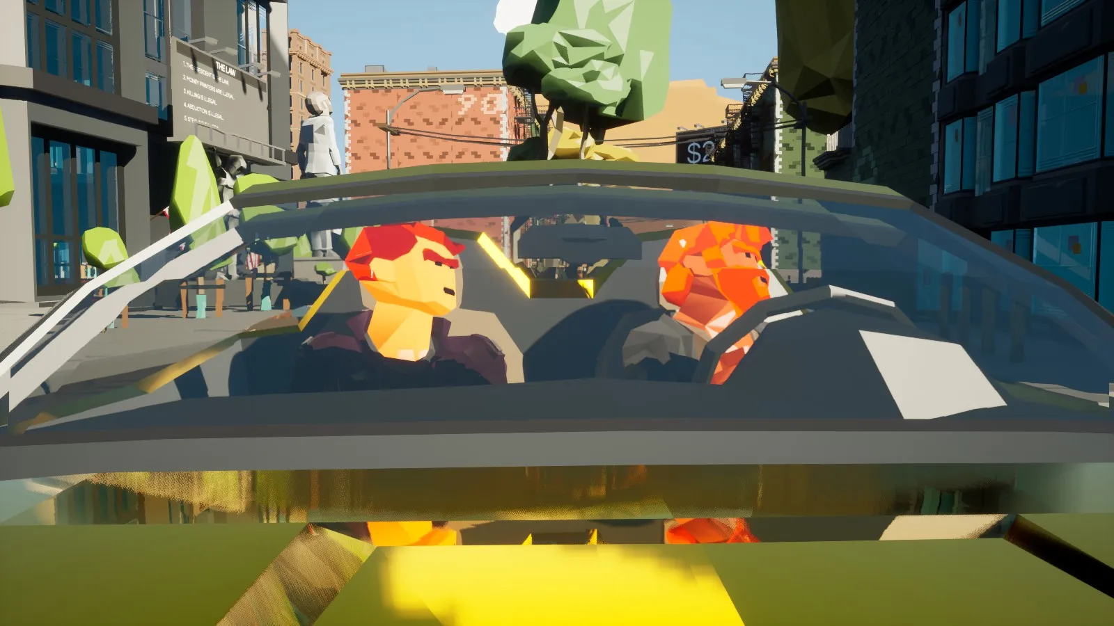Player character rotating their head while sitting in a vehicle
