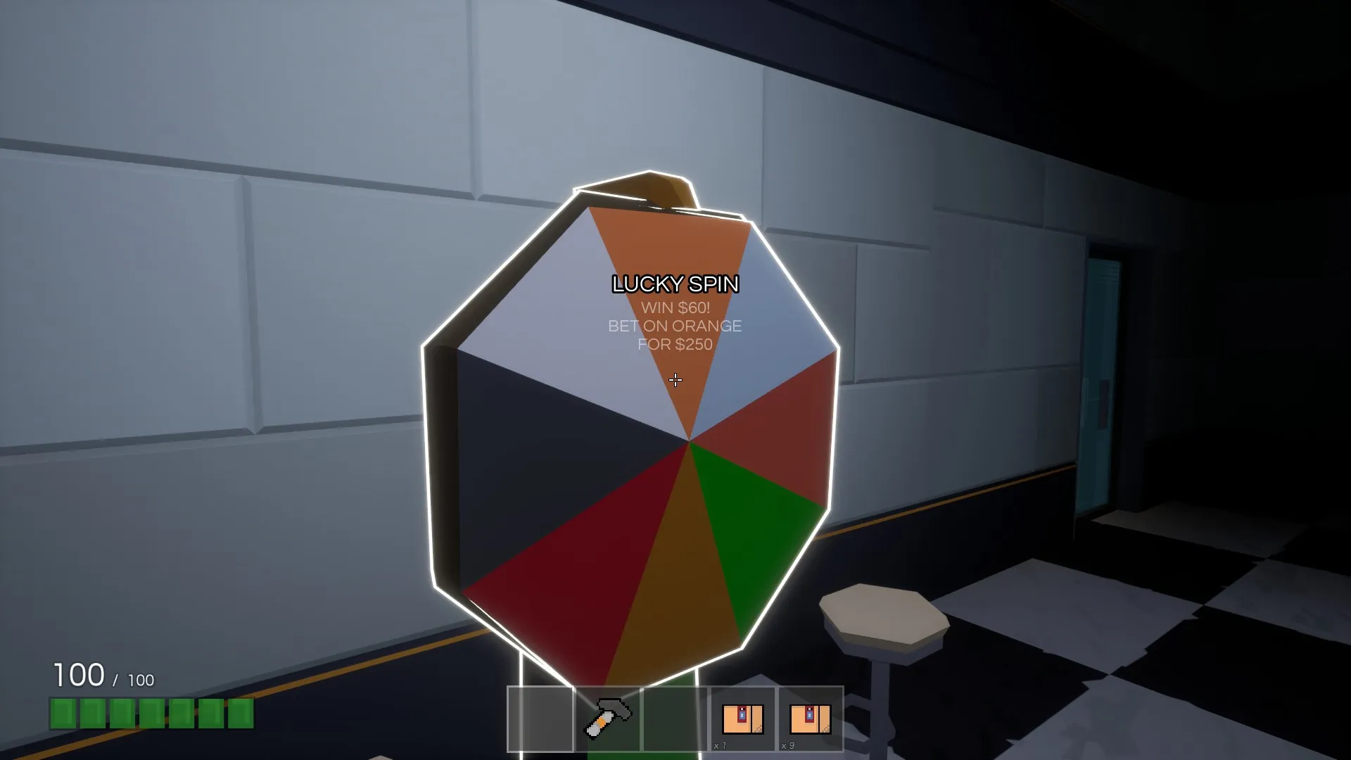 Player placing a bet on a color on the Lucky Spin