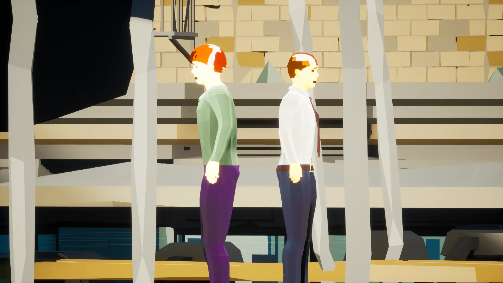 Players with varying procedural heights standing side by side