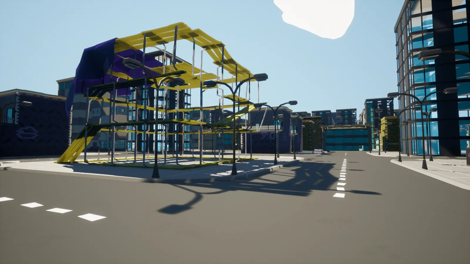 Procedurally generated city with streamed buildings